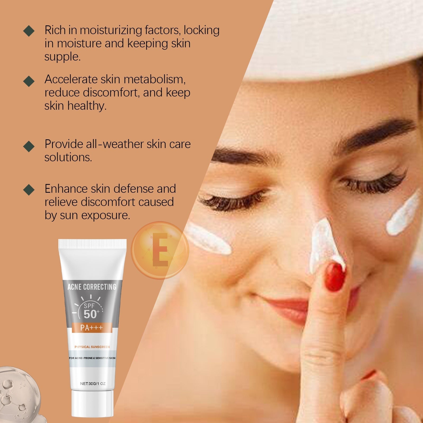 Crema facial con protector solar de espectro SPA+++ | Protección e hidratación FPS 60+ | Sensación ligera y refrescante
