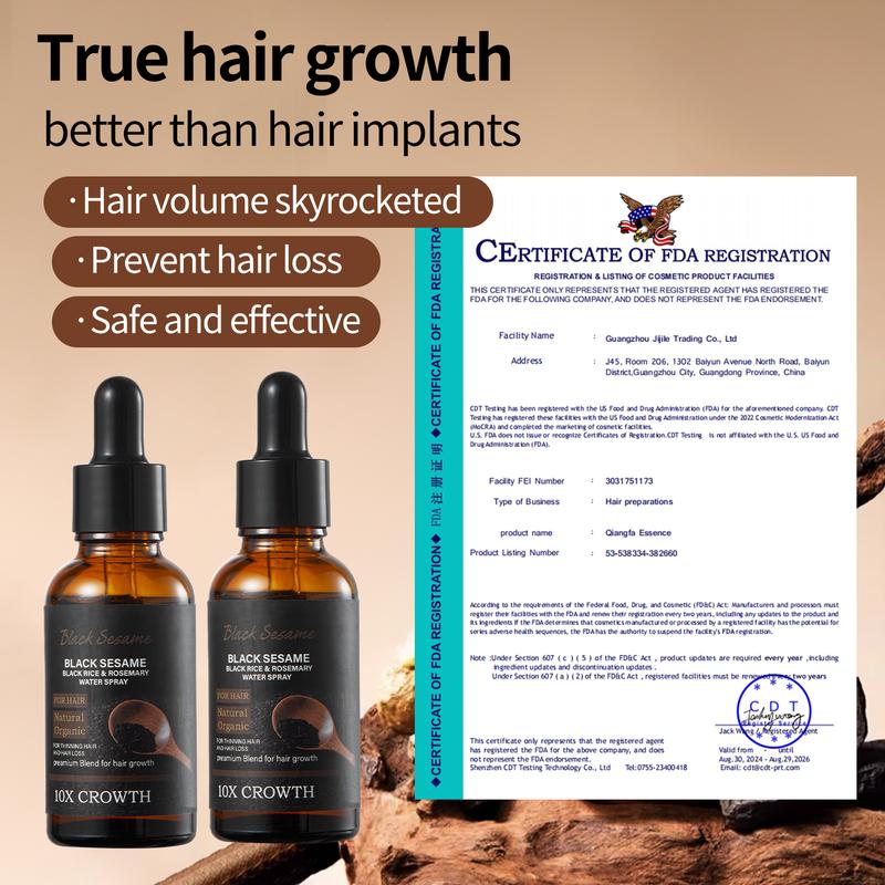 【FDA Crecimiento del Cabello】Esencia para el crecimiento del cabello con sésamo negro 