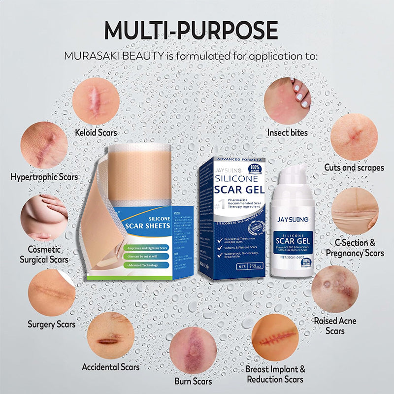 Kit de solución para cicatrices: gel crema para cicatrices + cinta de silicona para cicatrices