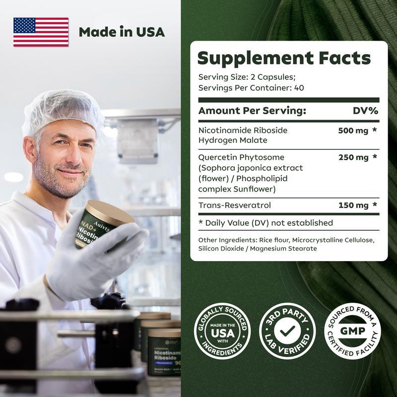 Suplemento NR900-NAD+ para el apoyo contra el envejecimiento cutáneo, energía y concentración (80 unidades) - Suplementos dietéticos de vitaminas y bienestar