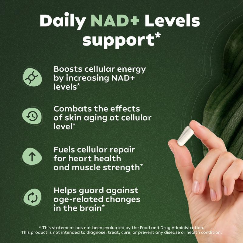 Suplemento NR900-NAD+ para el apoyo contra el envejecimiento cutáneo, energía y concentración (80 unidades) - Suplementos dietéticos de vitaminas y bienestar
