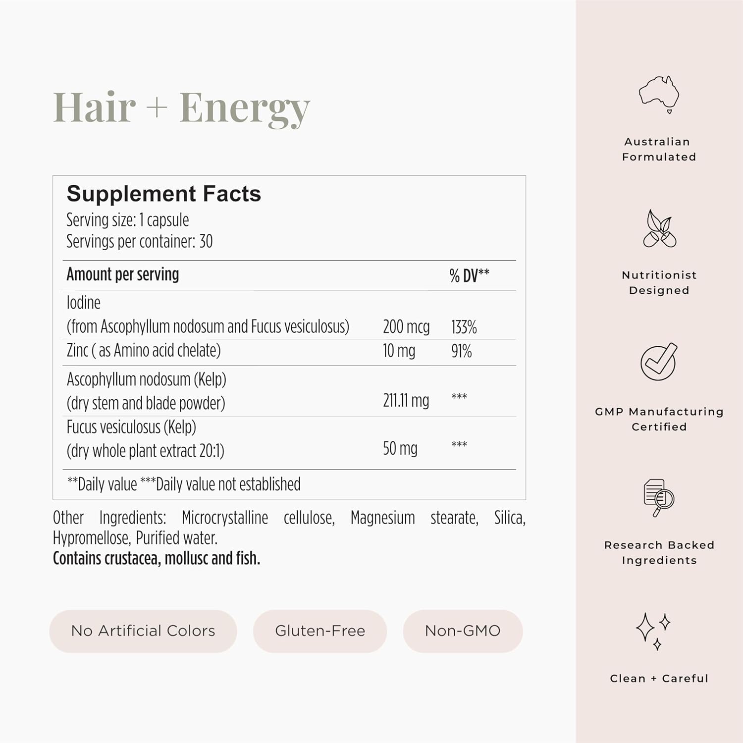 Vitaminas para el crecimiento del cabello Hair + Energy Formula 